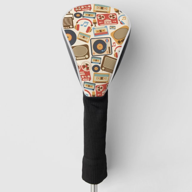 Retro music elements golf head cover (Front)