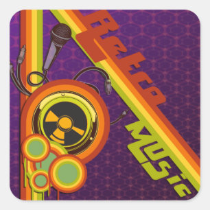 retro music funky vector art square sticker