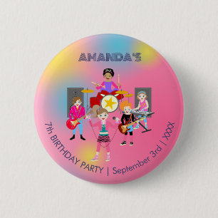 Retro music girls band Birthday Party 6 Cm Round Badge