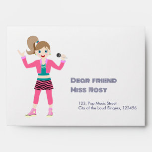 Retro music girls band Birthday Party Envelope
