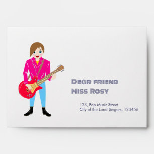Retro music girls band Birthday Party Envelope