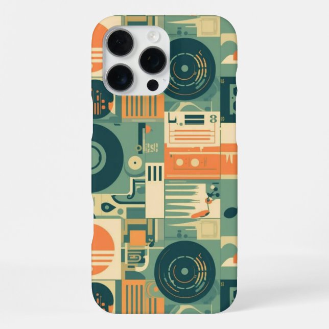 Retro Music Lover Abstract Vinyls Tapes iPhone Case (Back)