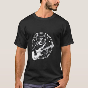 Retro Music Lover Electric Guitar Funny Rock Cat T-Shirt