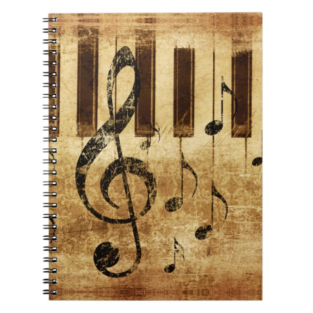 Retro music notes and piano notebook (Front)