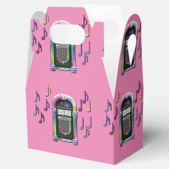 Retro Music Notes Juke Box Gable Favour Box (Opened)