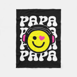 Retro Music Papa Shirt Cute Dad Gift Fleece Blanket