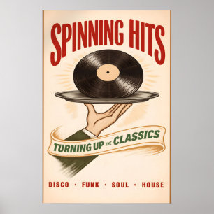 Retro Music Poster, Vinyl Record Art, DJ Lounge Poster