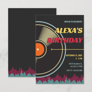 Retro Music Record vinyl Invitation