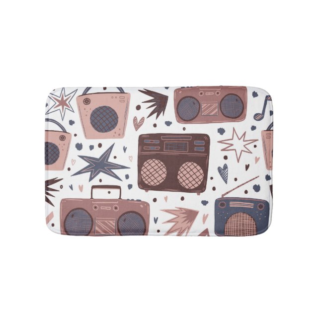 Retro Music Seamless Vintage Pattern. Bath Mat (Front)