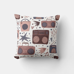 Retro Music Seamless Vintage Pattern. Cushion