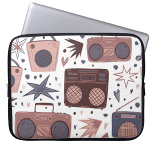 Retro Music Seamless Vintage Pattern. Laptop Sleeve