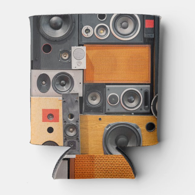 Retro Music Speaker Wall Design Can Cooler (Front)
