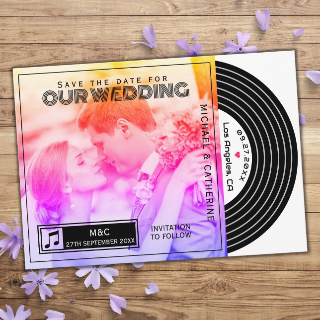 Retro Music Vinyl Record Cover Save The Date (Creator Uploaded)