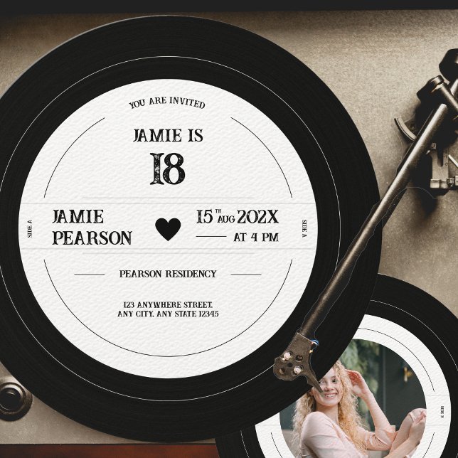 Retro Music Vinyl Record Milestone Birthday Invitation (Creator Uploaded)