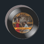 Retro Music Vinyl Record Photo Wedding Round  Car Magnet<br><div class="desc">Retro Music Vinyl Record Photo Wedding Round Save The Date Card</div>