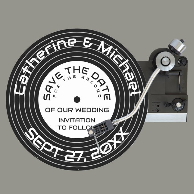 Retro Music Vinyl Record Unique Save The Date (Creator Uploaded)