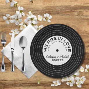 Retro Music Vinyl Record Unique Wedding Paper Plate