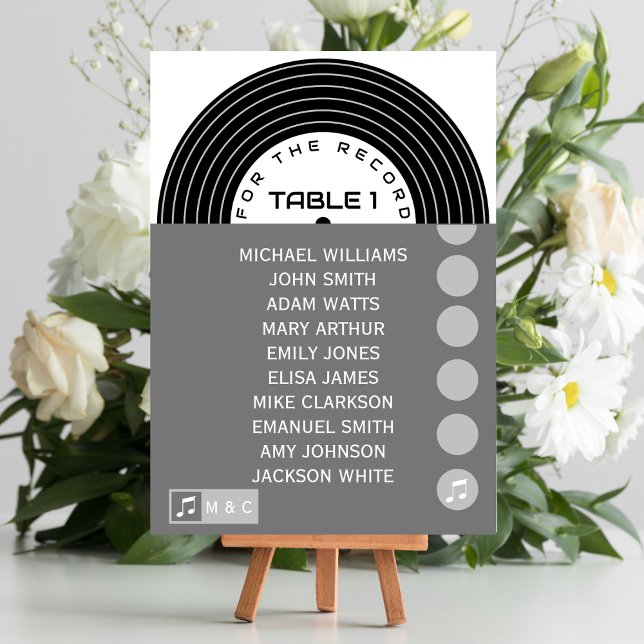Retro Music Vinyl Record Unique Wedding Table Number (Creator Uploaded)