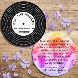 Retro Music Vinyl Record Unique Wedding Thank You Card