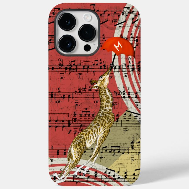 Retro Musical Flying Giraffe Red Umbrella Case-Mate iPhone Case (Back)