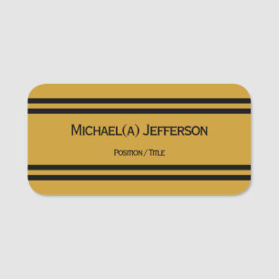 Retro Mustard Monogram Design with Art Deco Font Name Tag