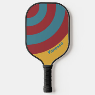 Retro Mustard Seed Circle Stripe with Name Pickleball Paddle