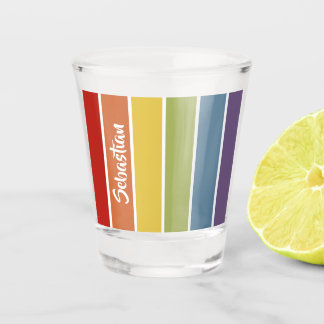 Retro Muted Colour Gay pride Rainbow Personalised Shot Glass