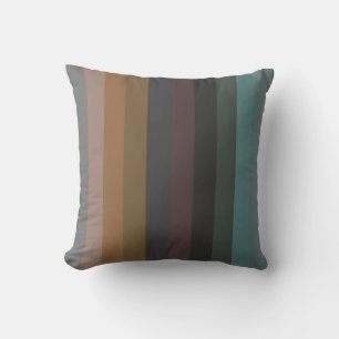 Retro Muted Earth Tones Vertical Stripes  Cushion