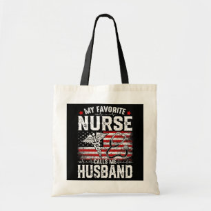 Retro My Favorite Nurse Calls Me Husband American Tote Bag