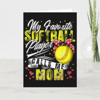 Retro My Favorite Softbyll Player Calls Me Mom Mot Card