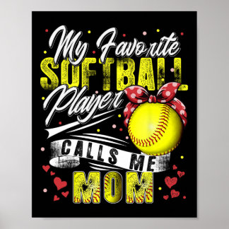 Retro My Favorite Softbyll Player Calls Me Mom Mot Poster