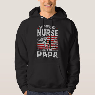Retro My Favourite Nurse Calls Me Papa American Fl Hoodie