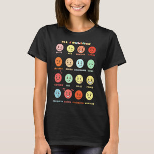 Retro My Feelings Emotion Faces Mental Health Matt T-Shirt