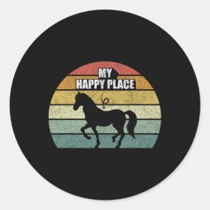 Retro My Happy Place Horse Shirt Horseback Riding  Classic Round Sticker