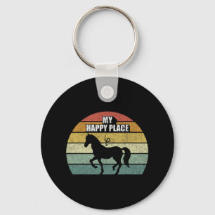 Retro My Happy Place Horse Shirt Horseback Riding Key Ring