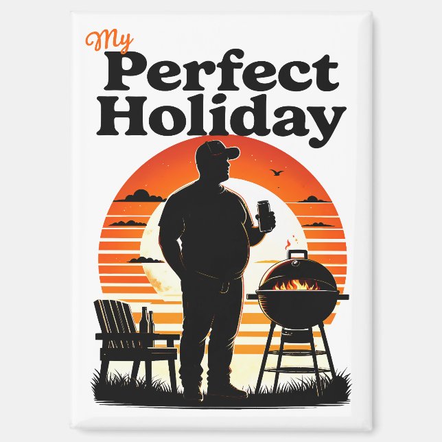 Retro My Perfect Holiday Dark Text Magnet (Front)