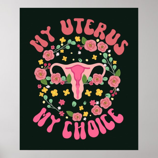 Retro My uterus My choice, Feminist Pro-choice Poster (Front)