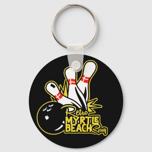 Retro Myrtle Beach Guy Bowling Key Ring (Front)