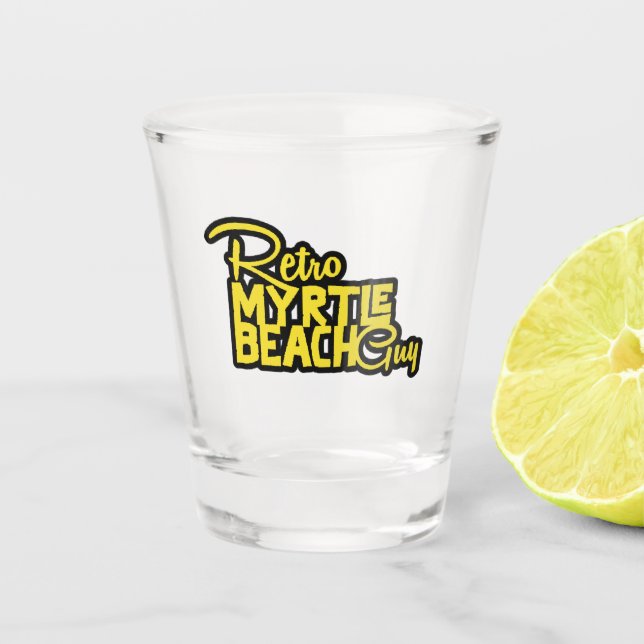 retro myrtle beach guy shot glass (Front)