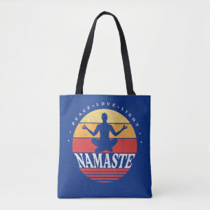 Retro Namaste, yoga pose Tote Bag