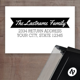 Retro Name and Return Address with Banner Self-inking Stamp