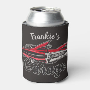 Retro NAME Red Caddy Vintage Classic Car Garage Can Cooler