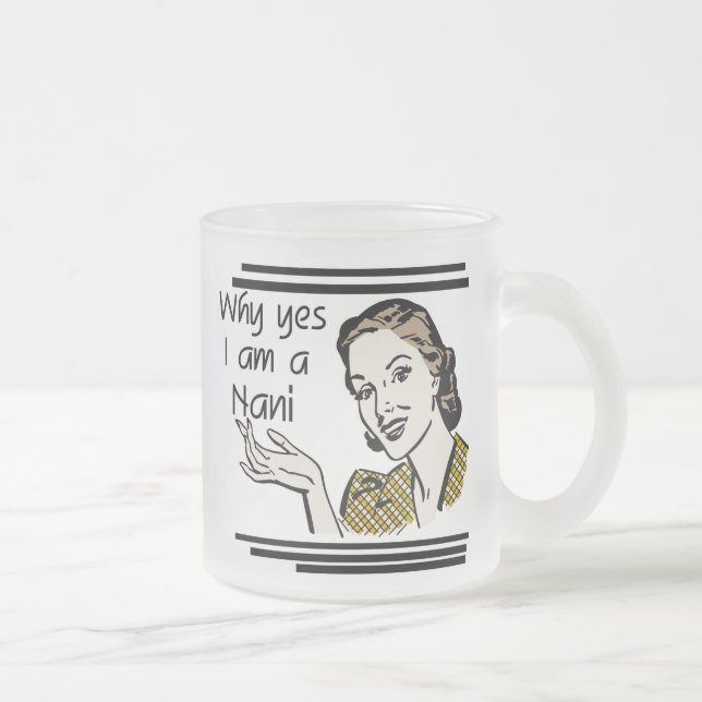 Retro Nani T-shirts and GIfts Frosted Glass Coffee Mug (Right)