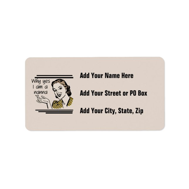 Retro Nanna T-shirts and Gifts Label (Front)