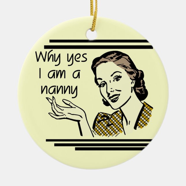 Retro Nanny T-shirts and Gifts Ceramic Tree Decoration (Front)