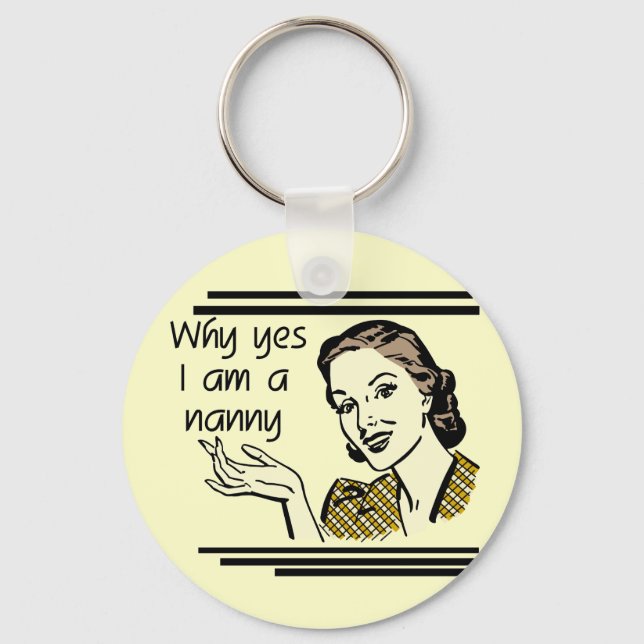 Retro Nanny T-shirts and Gifts Key Ring (Front)