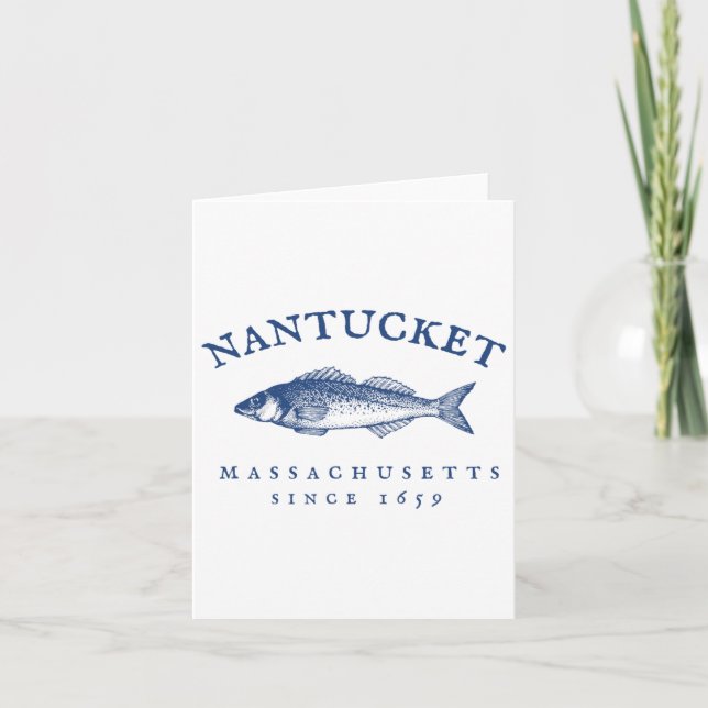 Retro Nantucket Machusetts Fishing  Card (Front)