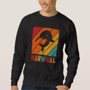 Retro Narwhal Unicorn Sea Fish Rainbow Kids Boy Gi Sweatshirt