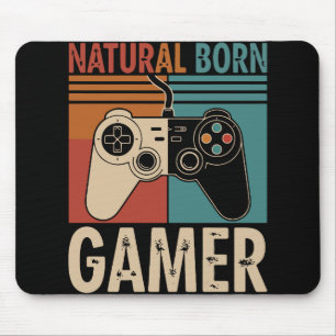 Retro Natural Born Gamer Funny Mouse Pad