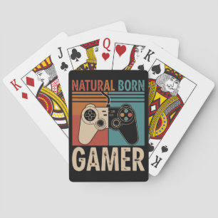 Retro Natural Born Gamer Funny Playing Cards